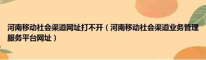 河南移动社会渠道网址打不开（河南移动社会渠道业务管理服务平台网址）