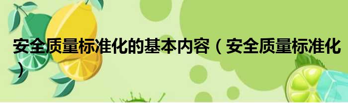 安全质量标准化的基本内容（安全质量标准化）