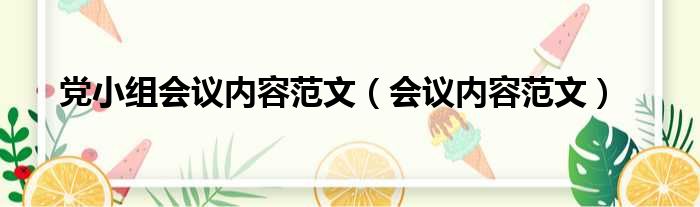 党小组会议内容范文（会议内容范文）