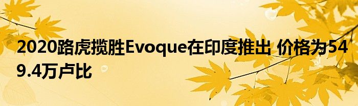 2020路虎揽胜Evoque在印度推出 价格为549.4万卢比