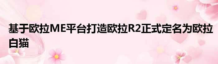 基于欧拉ME平台打造欧拉R2正式定名为欧拉白猫