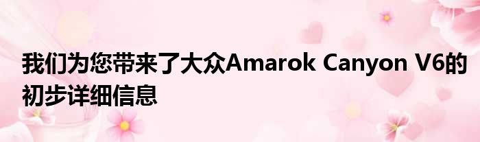 我们为您带来了大众Amarok Canyon V6的初步详细信息