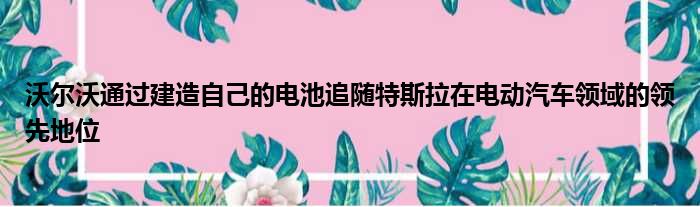 沃尔沃通过建造自己的电池追随特斯拉在电动汽车领域的领先地位