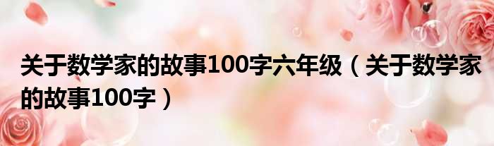 关于数学家的故事100字六年级（关于数学家的故事100字）