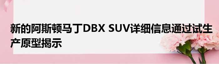 新的阿斯顿马丁DBX SUV详细信息通过试生产原型揭示