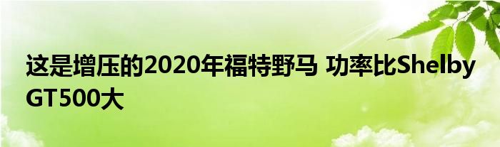 这是增压的2020年福特野马 功率比Shelby GT500大