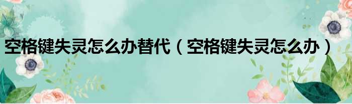 空格键失灵怎么办替代（空格键失灵怎么办）