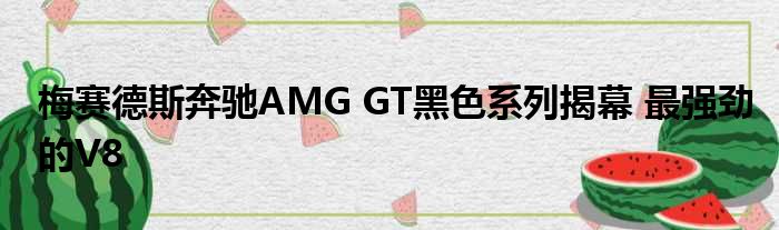 梅赛德斯奔驰AMG GT黑色系列揭幕 最强劲的V8