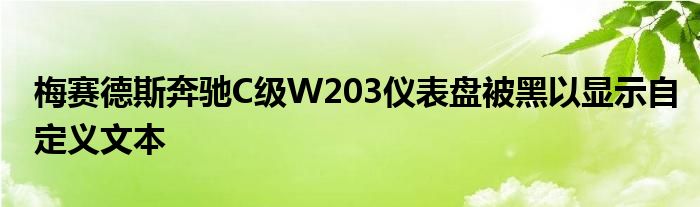 梅赛德斯奔驰C级W203仪表盘被黑以显示自定义文本