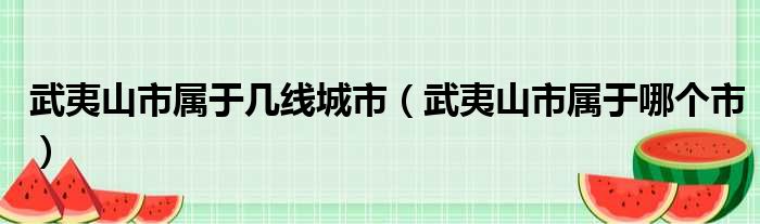 武夷山市属于几线城市（武夷山市属于哪个市）