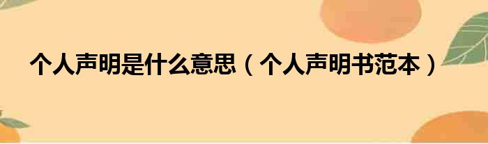 个人声明是什么意思（个人声明书范本）