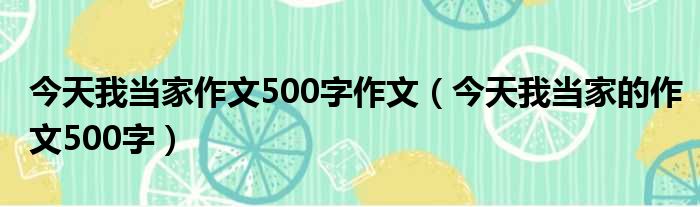 今天我当家作文500字作文（今天我当家的作文500字）