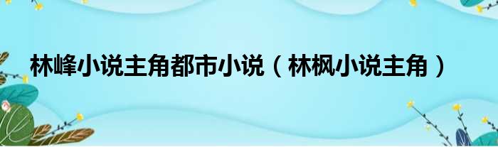 林峰小说主角都市小说（林枫小说主角）