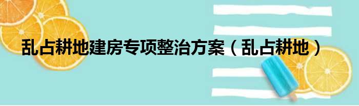 乱占耕地建房专项整治方案（乱占耕地）