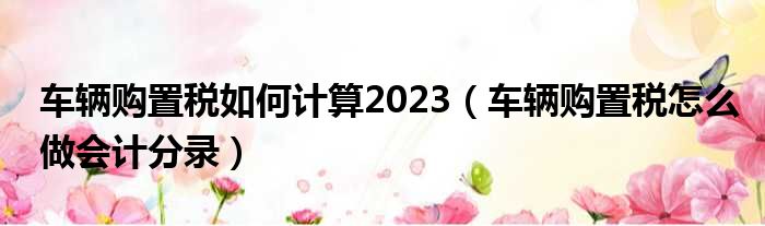 车辆购置税如何计算2023（车辆购置税怎么做会计分录）