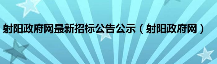 射阳政府网最新招标公告公示（射阳政府网）