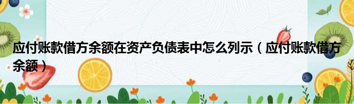 应付账款借方余额在资产负债表中怎么列示（应付账款借方余额）