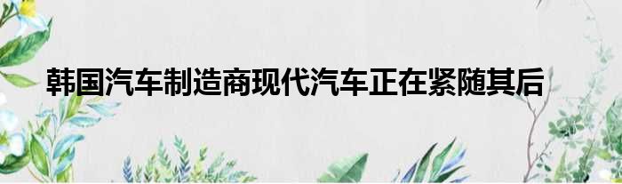 韩国汽车制造商现代汽车正在紧随其后