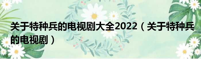 关于特种兵的电视剧大全2022（关于特种兵的电视剧）