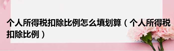 个人所得税扣除比例怎么填划算（个人所得税扣除比例）