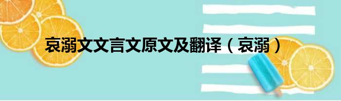 哀溺文文言文原文及翻译（哀溺）