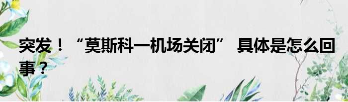 突发！“莫斯科一机场关闭” 具体是怎么回事？