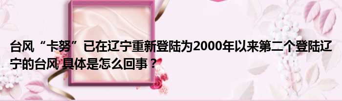 台风“卡努”已在辽宁重新登陆为2000年以来第二个登陆辽宁的台风 具体是怎么回事？