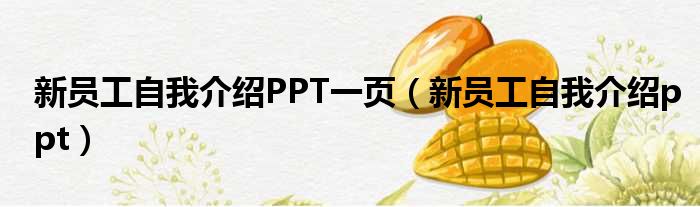 新员工自我介绍PPT一页（新员工自我介绍ppt）