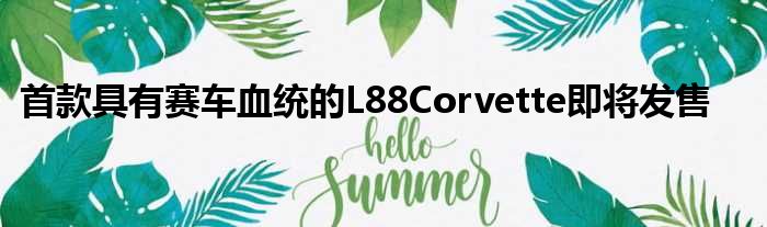 首款具有赛车血统的L88Corvette即将发售