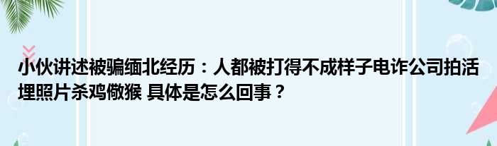 小伙讲述被骗缅北经历：人都被打得不成样子电诈公司拍活埋照片杀鸡儆猴 具体是怎么回事？