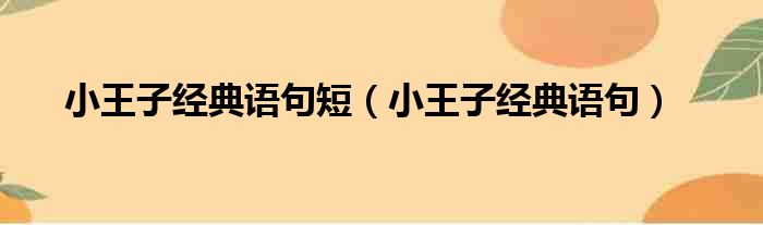 小王子经典语句短（小王子经典语句）