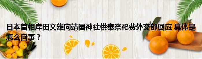 日本首相岸田文雄向靖国神社供奉祭祀费外交部回应 具体是怎么回事？