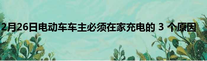 2月26日电动车车主必须在家充电的 3 个原因