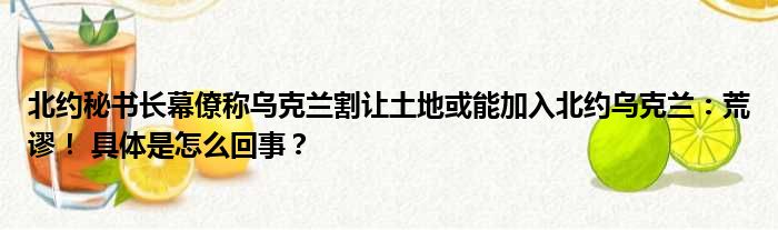 北约秘书长幕僚称乌克兰割让土地或能加入北约乌克兰：荒谬！ 具体是怎么回事？