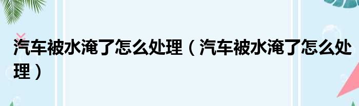 汽车被水淹了怎么处理（汽车被水淹了怎么处理）