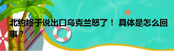 北约终于说出口乌克兰怒了！ 具体是怎么回事？