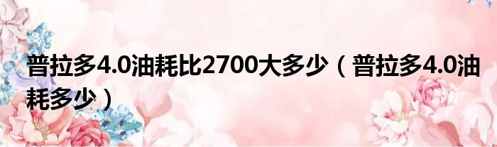 普拉多4.0油耗比2700大多少（普拉多4.0油耗多少）