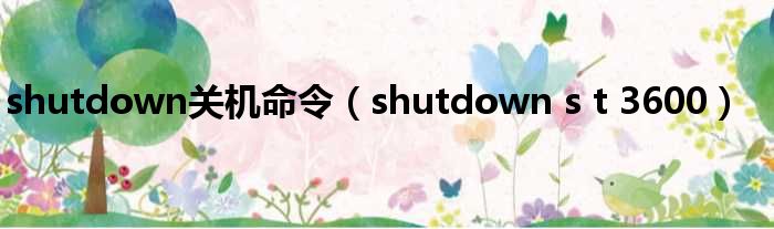 shutdown关机命令（shutdown s t 3600）