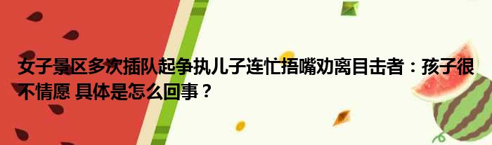 女子景区多次插队起争执儿子连忙捂嘴劝离目击者：孩子很不情愿 具体是怎么回事？