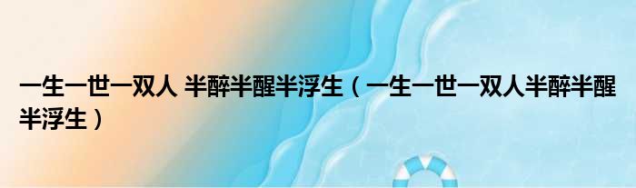 一生一世一双人 半醉半醒半浮生（一生一世一双人半醉半醒半浮生）