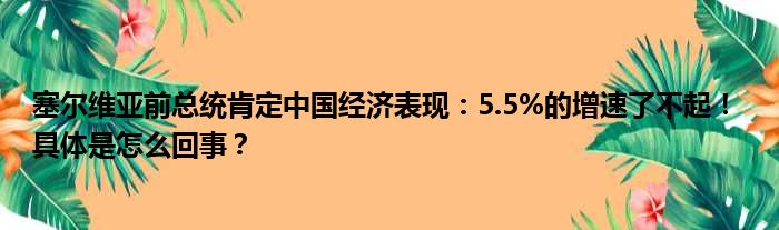 塞尔维亚前总统肯定中国经济表现：5.5%的增速了不起！ 具体是怎么回事？