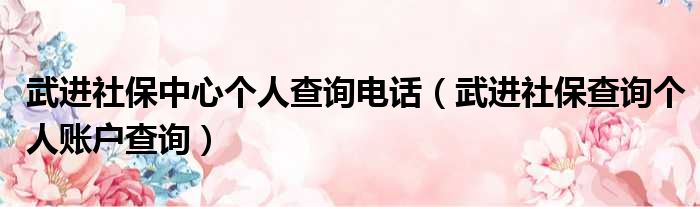 武进社保中心个人查询电话（武进社保查询个人账户查询）