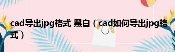 cad导出jpg格式 黑白（cad如何导出jpg格式）