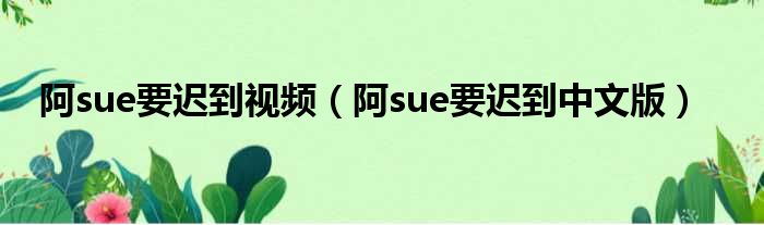 阿sue要迟到视频（阿sue要迟到中文版）