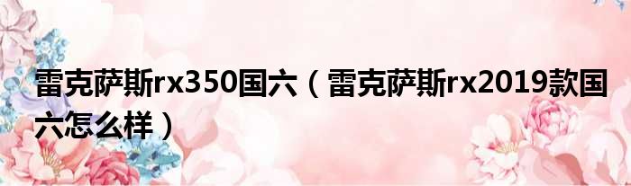 雷克萨斯rx350国六（雷克萨斯rx2019款国六怎么样）