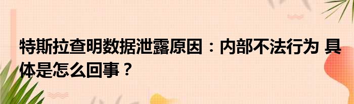 特斯拉查明数据泄露原因：内部不法行为 具体是怎么回事？