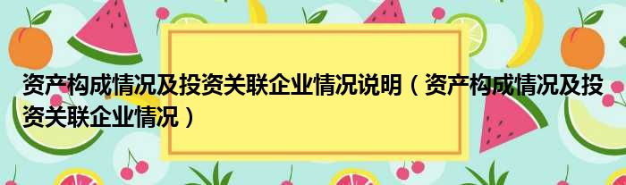 资产构成情况及投资关联企业情况说明（资产构成情况及投资关联企业情况）