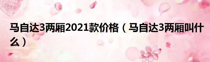 马自达3两厢2021款价格（马自达3两厢叫什么）