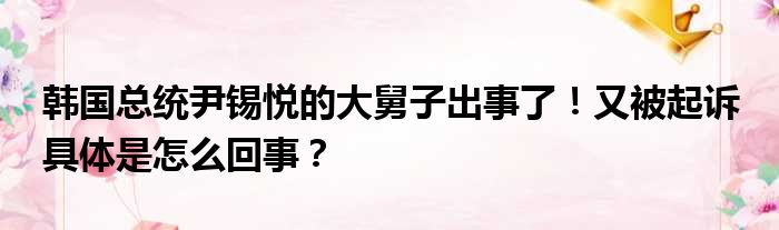 韩国总统尹锡悦的大舅子出事了！又被起诉 具体是怎么回事？