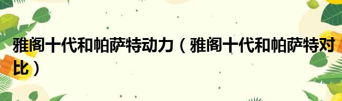 雅阁十代和帕萨特动力（雅阁十代和帕萨特对比）